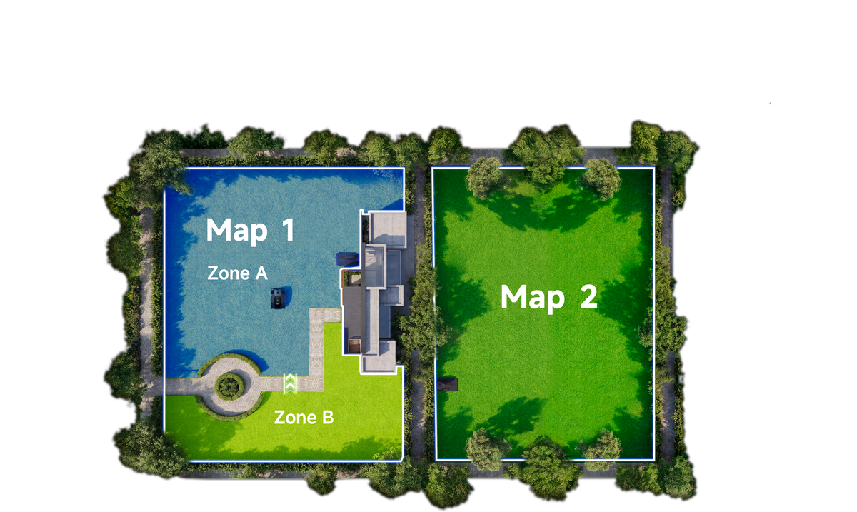Dual Maps & 150 Zones
in One Mower